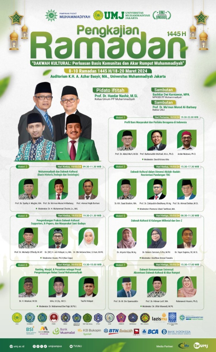 PP Muhammadiyah Gelar Pengkajian Ramadan di UMJ Mulai Besok hingga 20 Maret, Ini Daftar Tema dan Pematerinya